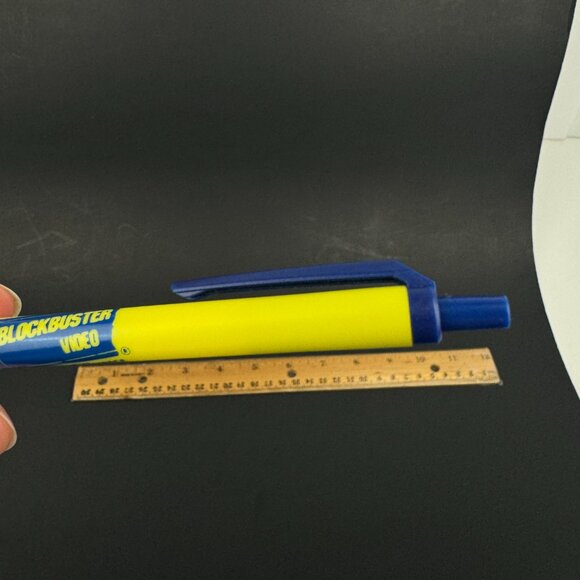 Vtg Blockbuster Pen Prop Yellow Blue Plastic Click Pen Dry Ink Does Not Write - Picture 5 of 13
